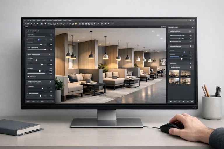 Işık yerleşimi ve malzeme önizlemesiyle modüler parçaların tutarlı görünüm kazanması