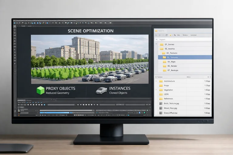 Yoğun model içeren projede proxy ve instancing yaklaşımıyla belleği rahatlatan çalışma düzeni
