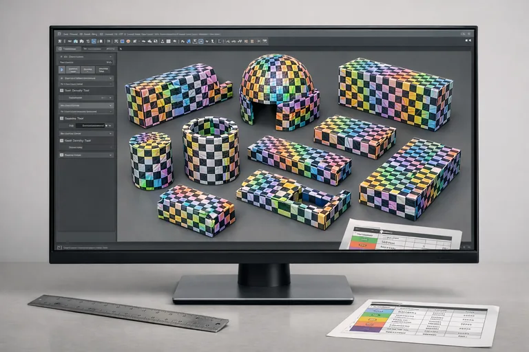 Texel density kontrolünde farklı parçalarda kare desenin aynı ölçekte kalmasını sağlayan ölçek eşitleme yaklaşımı