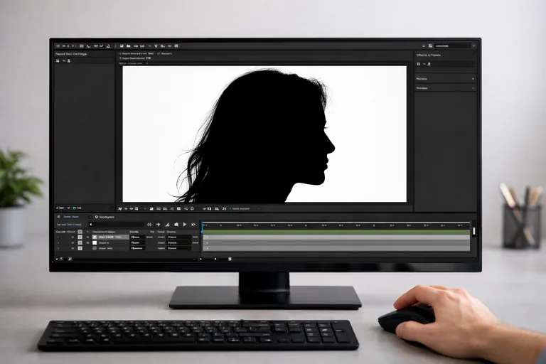 Screen Matte görünümünde Clip Black ve Clip White değerleriyle saç detayının kontrol edilmesi