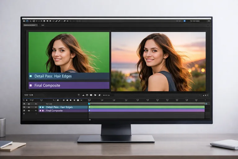İki katmanlı kompozitte saç için detail pass uygulanarak kenarların doğal birleşiminin sağlanması