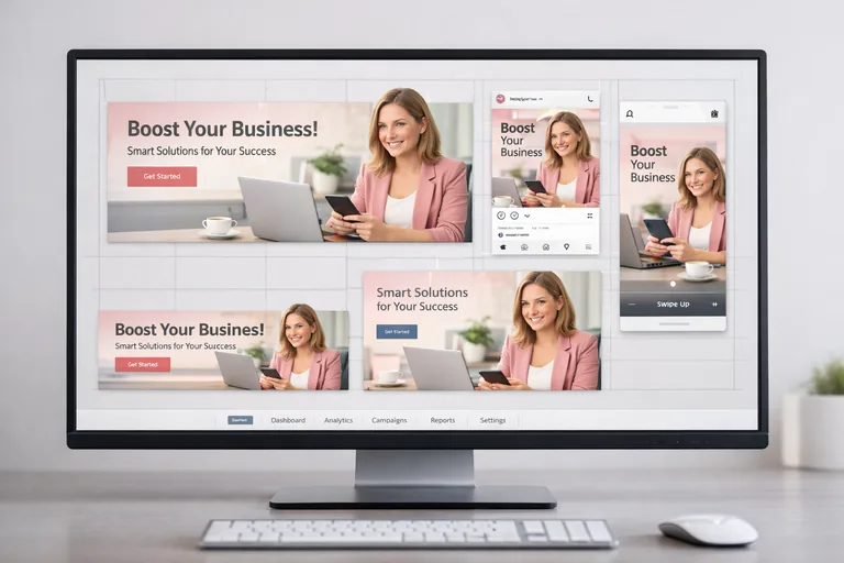 Aynı kampanya diliyle hazırlanmış, farklı kadrajlara uyarlanmış sosyal medya ve web banner düzenleri