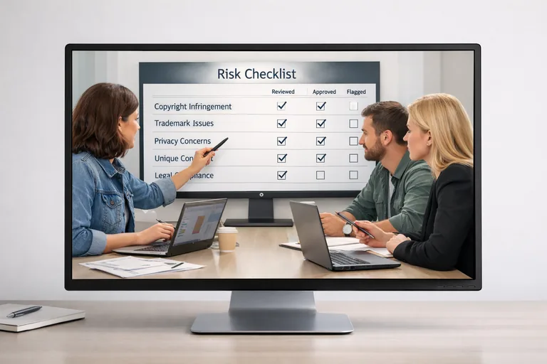 Onay akışında tasarım, pazarlama ve hukuk temsilcilerinin aynı panoda kontrol maddelerini işaretlemesi