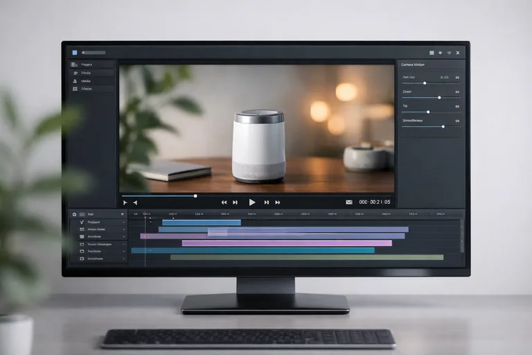 Ön plan objesi ile ürün arasında katman hissi kuran masa düzeni ve ışık yerleşimiyle parallax etkisini güçlendiren kompozisyon