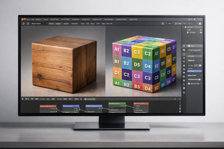 Ahşap yüzeyde UV yönü ve doku ölçeği tutarlı ayarlanmış materyalin yakın planda doğal görünmesi