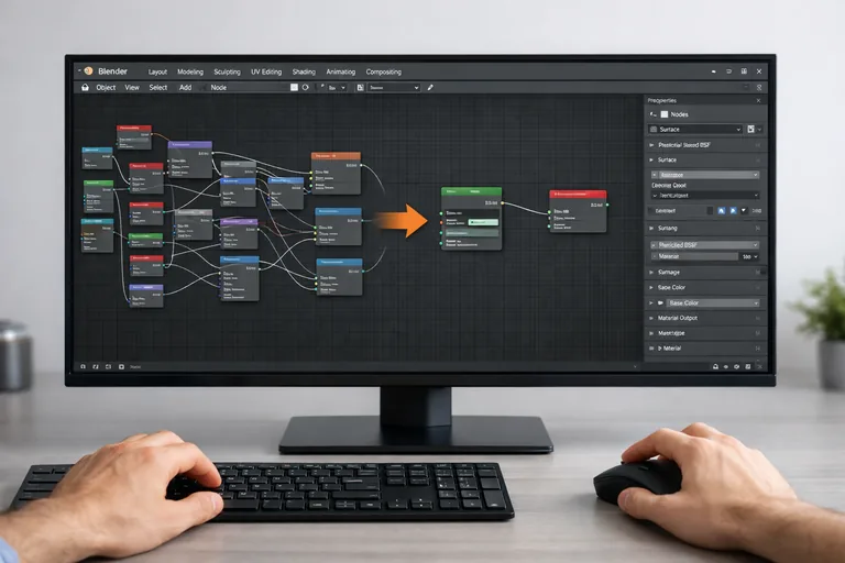 Karmaşık materyal düğümlerinin sadeleştirilmesiyle aynı görünümü daha düşük hesap maliyetiyle üretmek