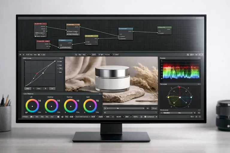 Compositor içinde eğriler ve renk dengesi ile ürün tonunu marka standardına yaklaştırmak