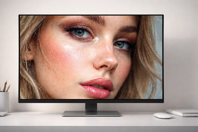 Yanlış büyütme ve aşırı keskinleştirme sonucu bozulmuş bir görsel örneği