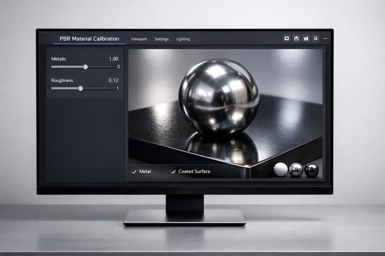 PBR malzemelerde metalik ve pürüzlülük ayarlarının ışık altında doğal davranış vermesi ve tutarlı sonuç