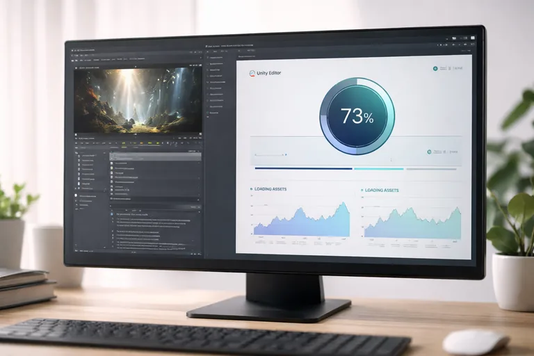 Yükleme ekranında asenkron indirme çubuğu ve arka planda paketlerin kademeli olarak hazırlanması sürecinin betimlenmesi