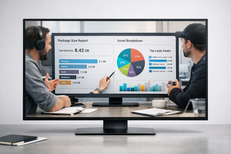 Paket boyutu raporunu inceleyip hangi dosyaların büyüdüğünü birlikte değerlendiren üretim ekibi