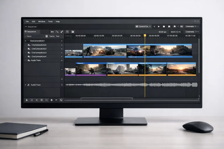 Kamera geçişlerinin zaman çizelgesi üzerinde düzenlenmiş anahtar kare yapısı