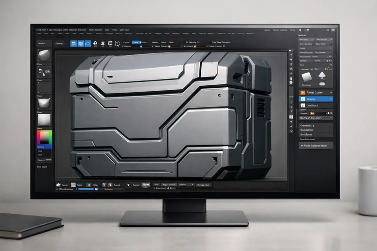 Live Boolean ile açılmış panel boşlukları ve sonrasında yüzeyi planar hale getiren polish yaklaşımı